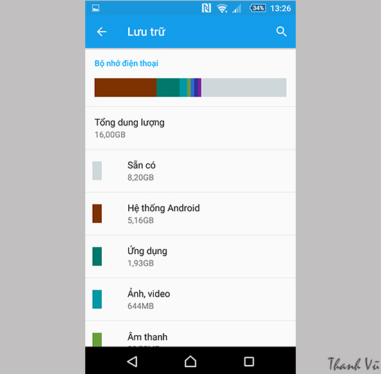 Kiem tra dung luong bo nho tren Sony Xperia M5 Single Sim 3